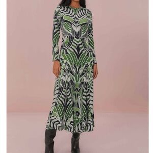 NWT | FARM Rio Black Lace Nature Midi Dress | Sz XS